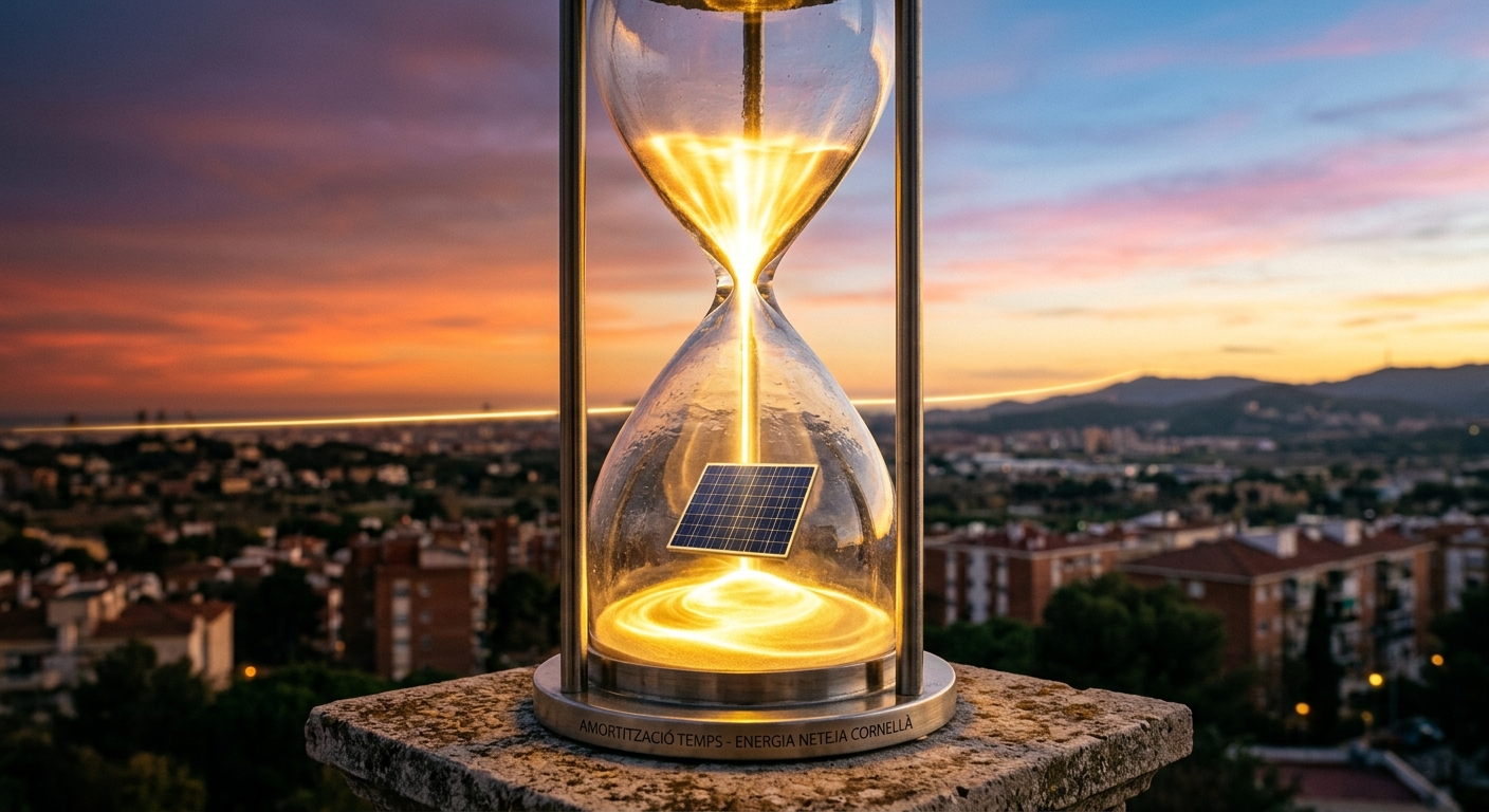 Calculadora y factura mostrando el tiempo de amortización de una instalación solar