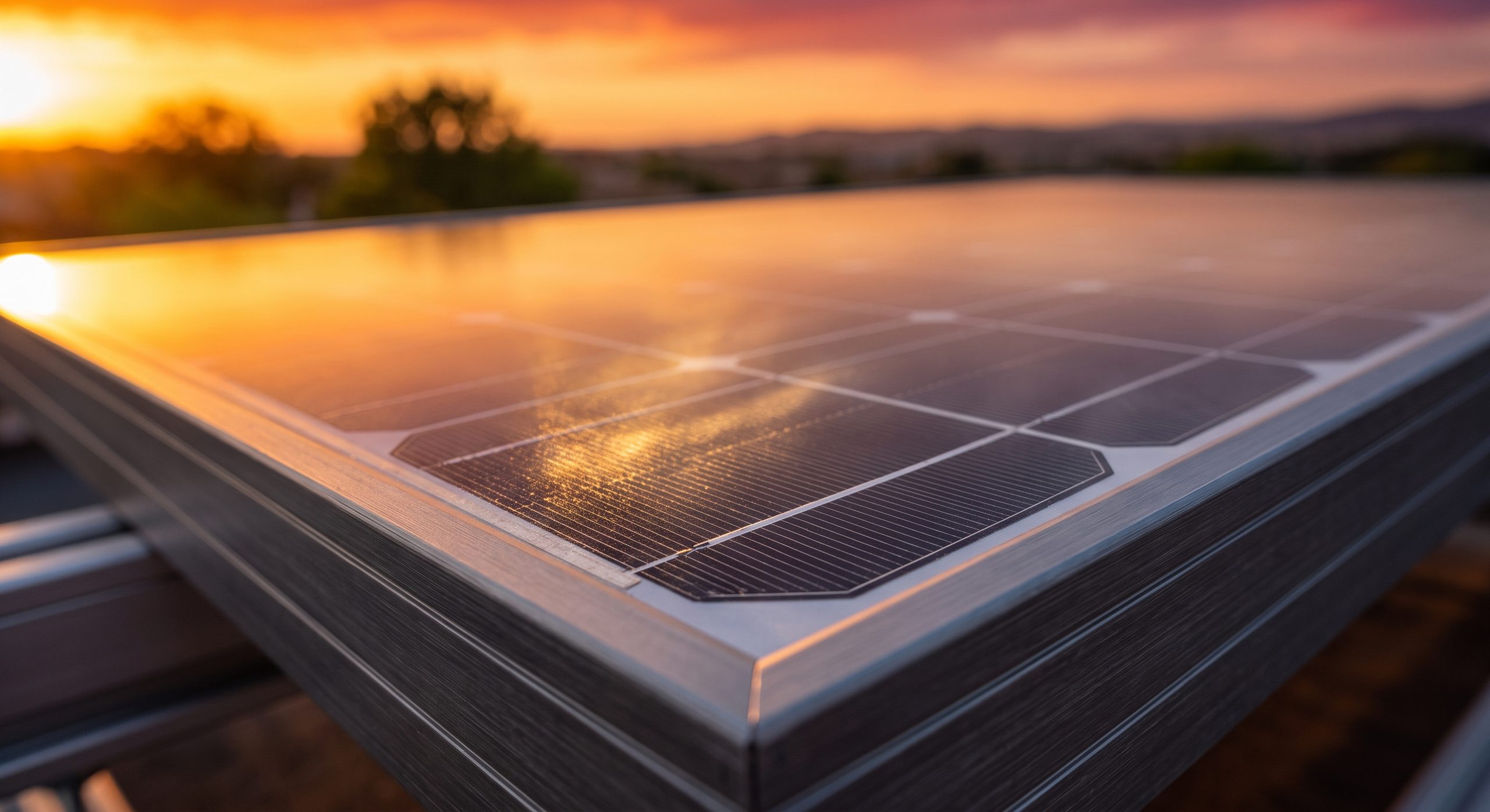 Primer plano del acabado de calidad de un panel solar de alta gama