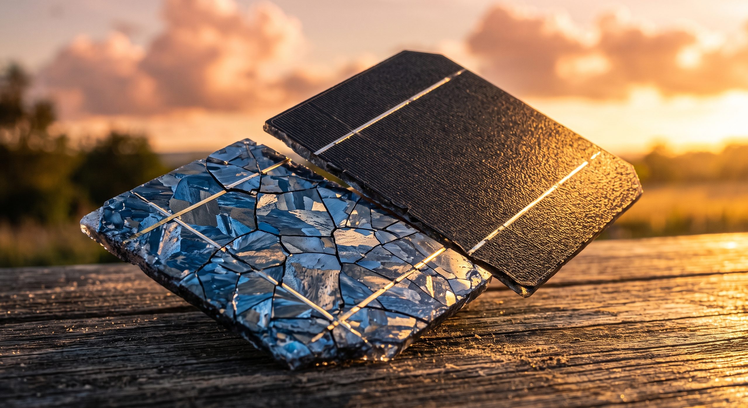 Comparativa de texturas entre dos tipos de célula de panel solar