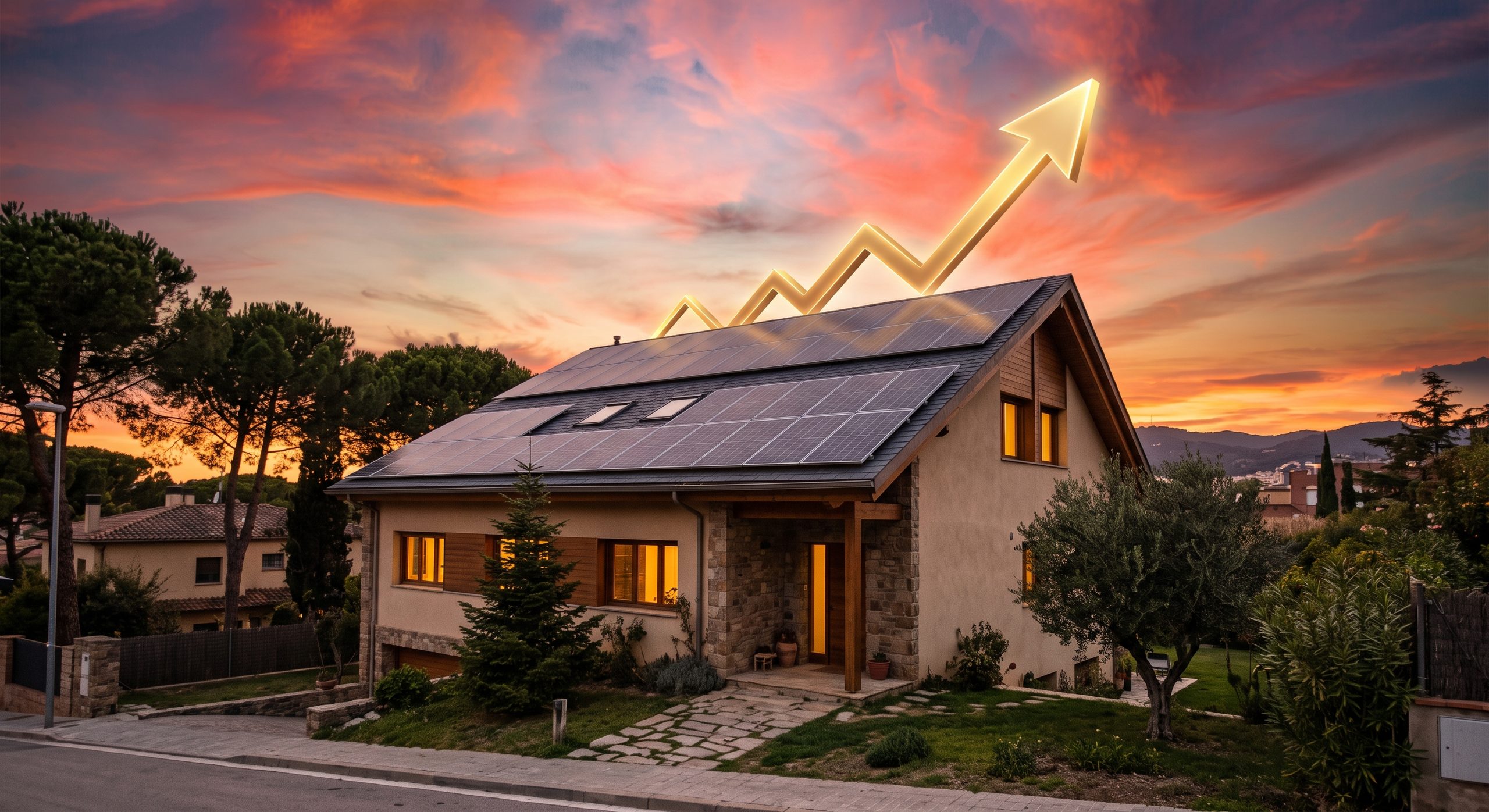 Anuncio inmobiliario de una vivienda con placas solares
